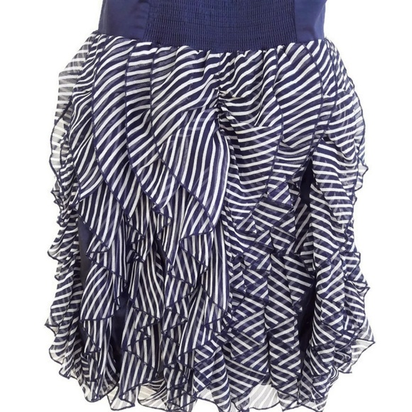 NEW Romeo Juliet Couture Dress Cocktail Ruffled Smocked Back Adj Straps  L - Picture 4 of 7